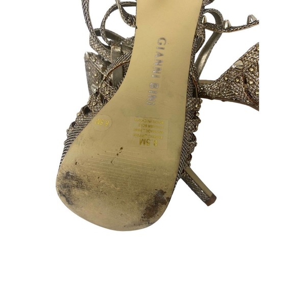 GIANNI Bini Gold Spike Stud Platform Caged Heels Size 8.5 M - Picture 11 of 11